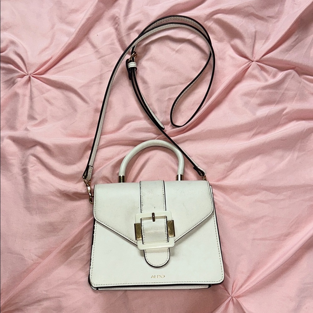 Aldo Cream Crossbody Bag with Buckle